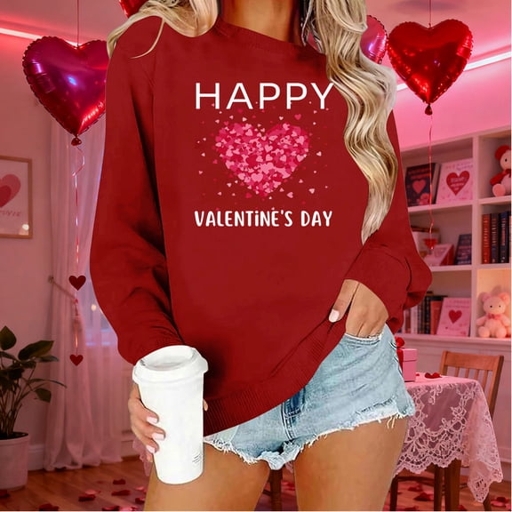 Cutuoiiu Women's Round Neck Casual Loose Long Sleeve Soft Sweatshirt with Prints Gift