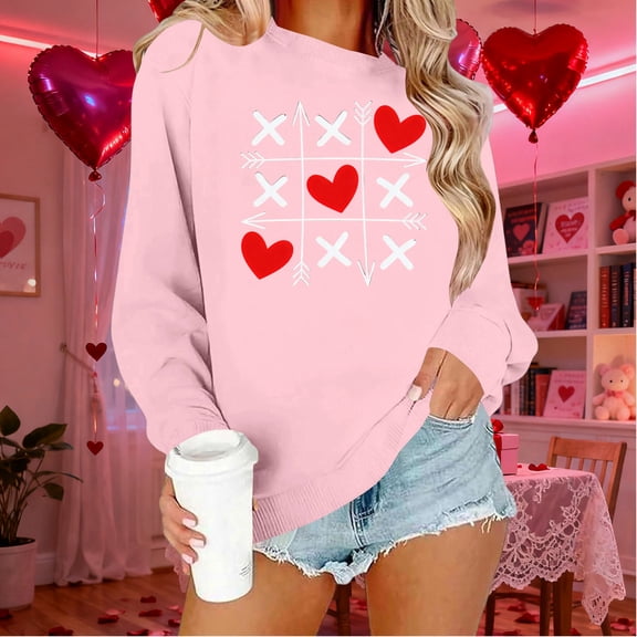 Cutuoiiu Women's Round Neck Casual Loose Long Sleeve Soft Sweatshirt with Prints Gift