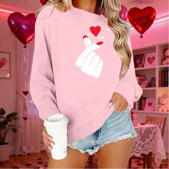 Cutuoiiu Women's Round Neck Casual Loose Long Sleeve Soft Sweatshirt with Prints Gift