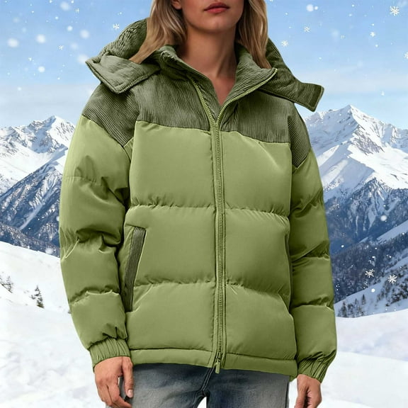 Cutuoiiu Women's Solid Color Long Sleeved Casual Warm Hooded Quilted Jackets Gifts