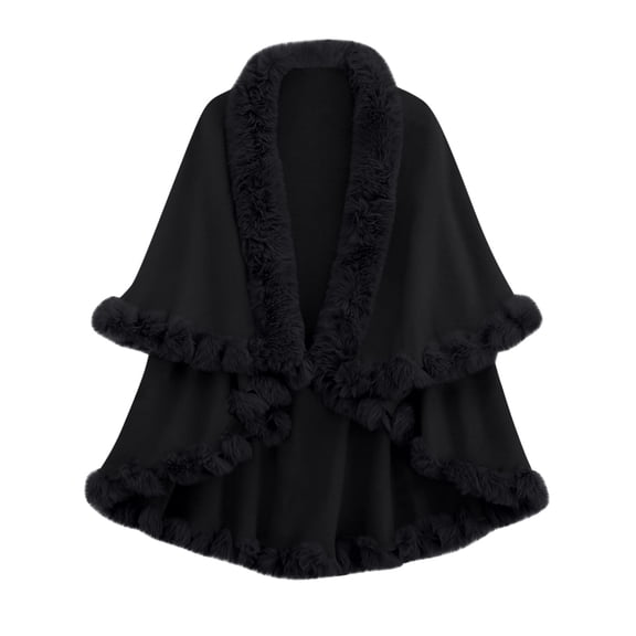 Cutuoiiu Women's Solid Color Long Sleeved Winter Shawl Cloak Jacket Fashionable Long Cape Jackets Gifts