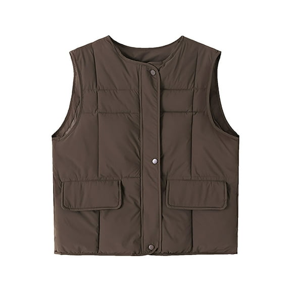 Cutuoiiu Women's Solid Color Zipper Vest Quilted Jackets Gifts