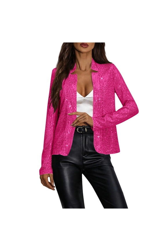 Women's Stand Up Collar Solid Color Casual Blazer Jackets Gifts