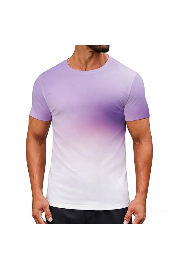 Women's and Men's Gradient Color Short Sleeve Crewneck T-Shirt Gifts