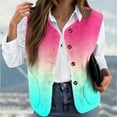 thumbnail image 1 of Cutuoiiu Womens Tops Fleece Vest Button Down Sleeveless Winter Coats Daily Printed Loose Warm Coat Gifts for Women, 1 of 5