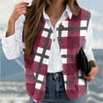 thumbnail image 1 of Cutuoiiu Womens Tops Fleece Vest Button Down Sleeveless Winter Coats Daily Printed Loose Warm Coat Gifts for Women, 1 of 5