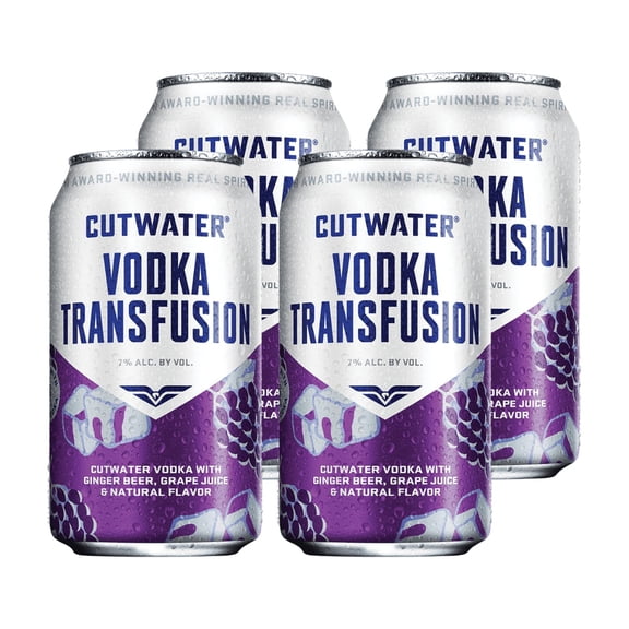 Cutwater Vodka Transfusion Cocktail, 12 fl oz 4 Pack Can 7% ABV
