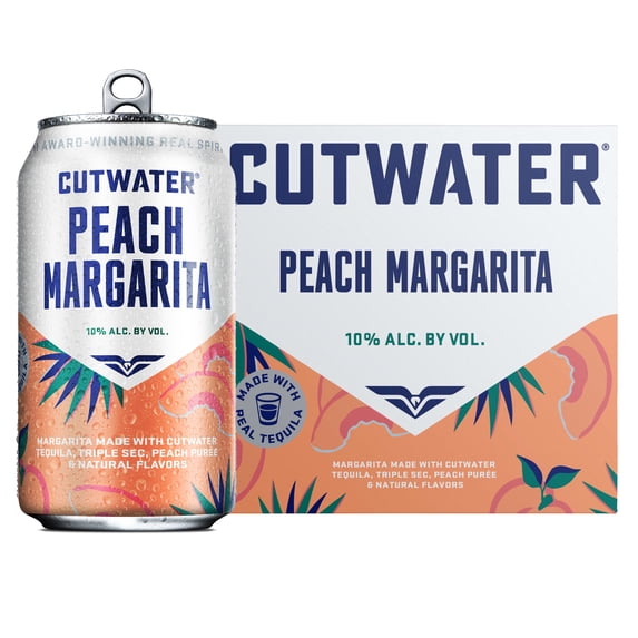 Cutwater Peach Margarita 4 pack 12 fl oz Aluminum Cans, 10% ABV