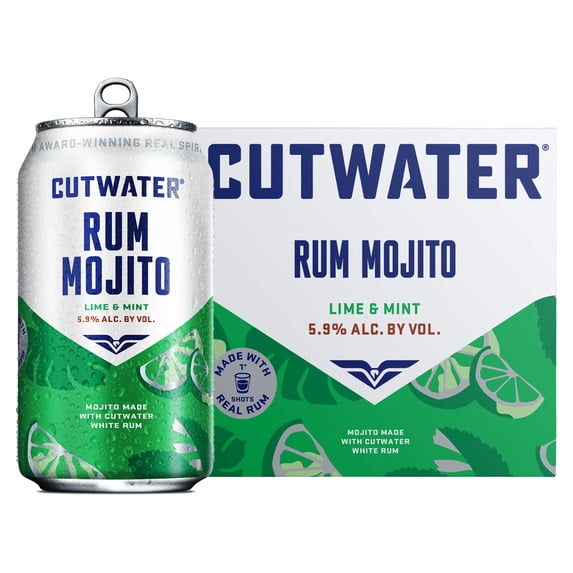 Cutwater Rum Mint Mojito Cocktail 4, 12 fl oz Aluminum Cans, 7% ABV