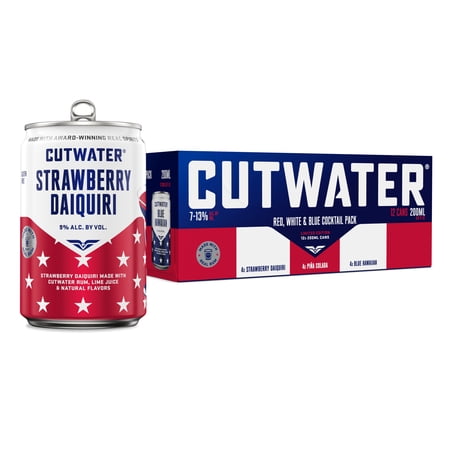 Cutwater Red, White, and Blue, Rum Cocktail Variety pack, 12 pack 200 ml Cans, 13% ABV