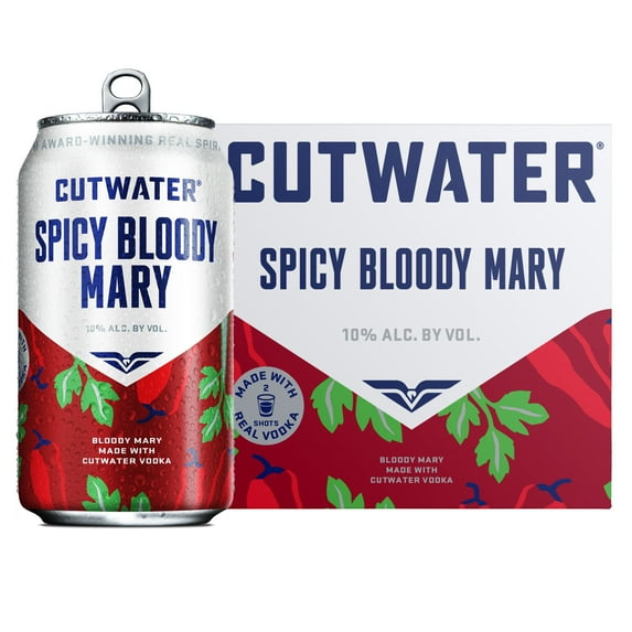 Cutwater Vodka Spicy Bloody Mary, 4 Pack 12 fl. oz. Aluminum Cans, 10% ABV