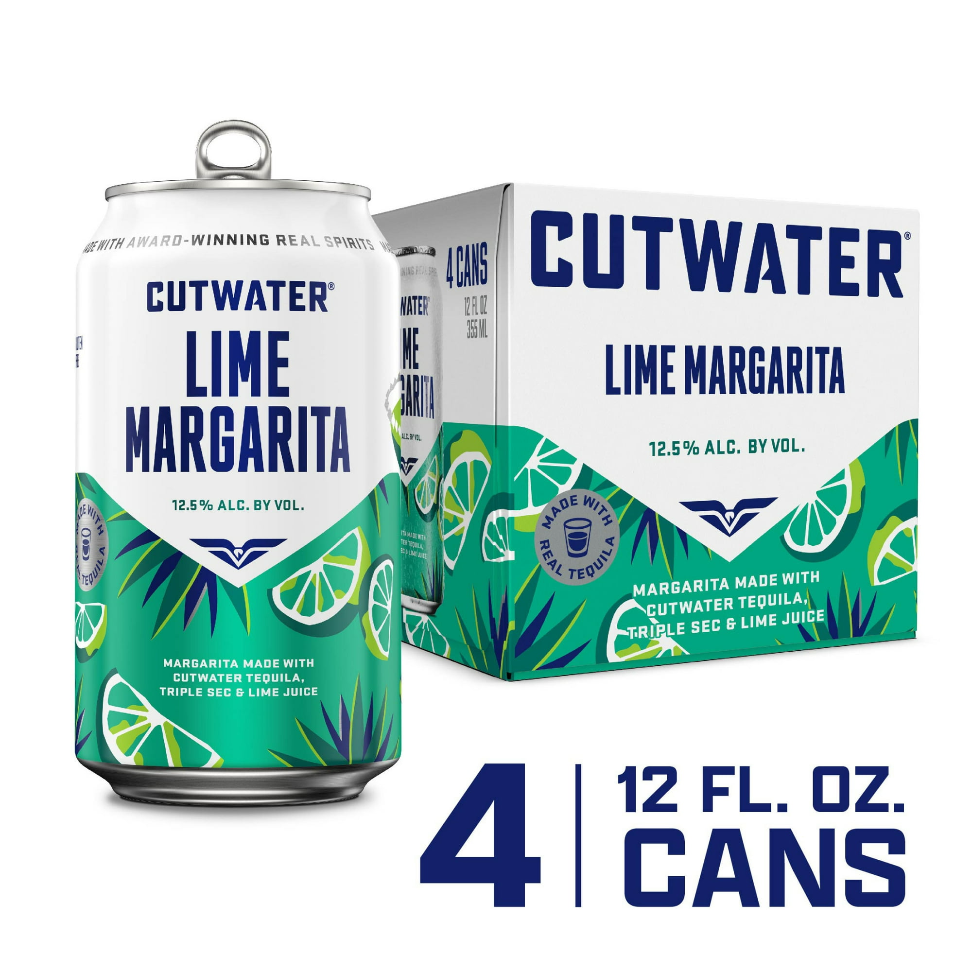 Cutwater Spirits Tequila Lime Margarita, 4 Pack 12 fl. oz. Aluminum Cans, 12.5% ABV