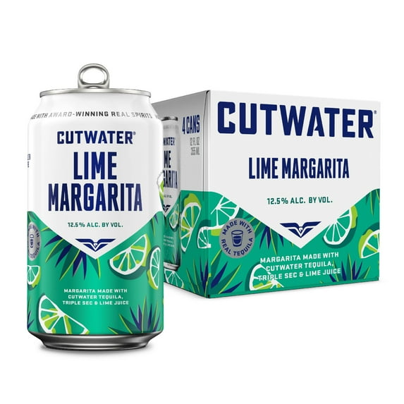 Cutwater Spirits Tequila Lime Margarita, 4 pack 12 fl. oz. Aluminum Cans, 12.5% ABV