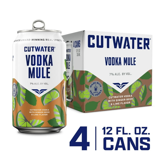 Cutwater Spirits Vodka Mule, 4 Pack 12 fl. oz. Cans, 7 ABV