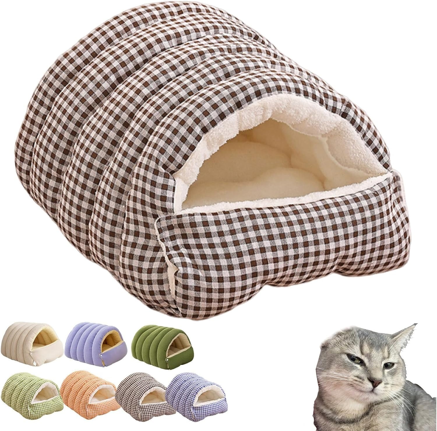 Photo inspiration: Cat Spill Hideaways Enclosed Lazy Reference: Cutypet Winter Cave Removable Washable Plush Cat Bed With Anti