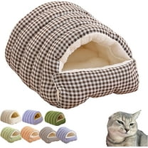 CutyPet Winter Cave, Removable Washable Plush Cat Bed with Anti-Slip Bottom, Semi-Enclosed Warm Pet Cave for Cats and Small Dogs, Cozy Hideaway House with Soft Cushion