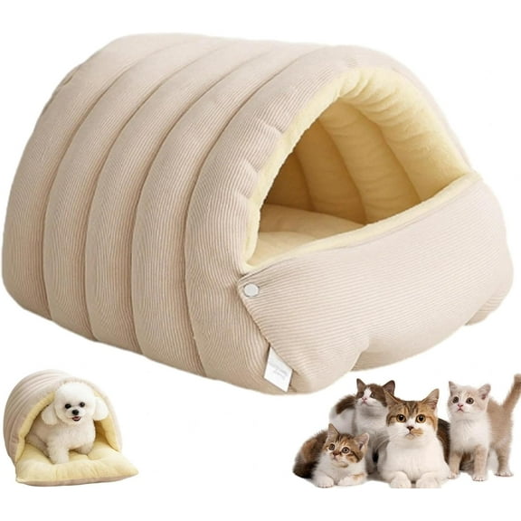 CutyPet Winter Cave - Winter Cat Cave Bed with Removable Plush Cushion, Cozy & Warm Pet Bed for Indoor Cats and Small Dogs, Machine Washable for Easy Care