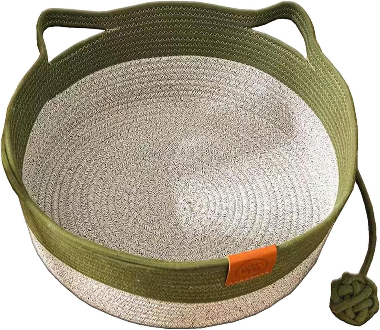 Cutypet Handmade Woven Cat Bed Basket with Removable Mat & Toy Ball – Breathable, Scratch-Resistant Pet Bed for Cats and Small Dogs, Easy to Clean