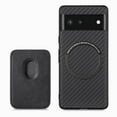 thumbnail image 1 of Cutyskin Carbon Fiber Texture PU Leather Case for Google Pixel 6a, with Detachable Card Holder, Compatible Magsafe Charging, Ultra Thin Design Shockproof Phone Case for Google Pixel 6a, Black, 1 of 6