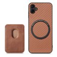 thumbnail image 1 of Cutyskin Carbon Fiber Texture PU Leather Case for Samsung Galaxy A04E, with Detachable Card Holder, Compatible Magsafe Charging, Ultra Thin Design Shockproof Phone Case for Galaxy A04E, Brown, 1 of 5