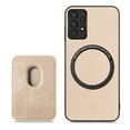 thumbnail image 1 of Cutyskin Carbon Fiber Texture PU Leather Case for Samsung Galaxy A32 5G, with Detachable Card Holder, Compatible Magsafe Charging, Ultra Thin Design Shockproof Phone Case for Galaxy A32 5G, Khaki, 1 of 5