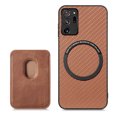thumbnail image 1 of Cutyskin Carbon Fiber Texture PU Leather Case for Samsung Galaxy Note20, with Detachable Card Holder, Compatible Magsafe Charging, Ultra Thin Design Shockproof Phone Case for Galaxy Note20, Brown, 1 of 5