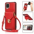 thumbnail image 1 of Cutyskin Case for Samsung A42 5G,Luxury Metal Buckle Back Folio Cover [Crossbody & Shoulder Strap][Credit Card Holder][Fashion Design] Shockproof Phone Case for Samsung Galaxy A42 5G, Red, 1 of 8