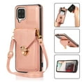 thumbnail image 1 of Cutyskin Case for Samsung A42 5G,Luxury Metal Buckle Back Folio Cover [Crossbody & Shoulder Strap][Credit Card Holder][Fashion Design] Shockproof Phone Case for Samsung Galaxy A42 5G, Rosegold, 1 of 8