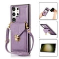 thumbnail image 1 of Cutyskin Case for Samsung S24 Ultra, Luxury Metal Buckle Back Folio Cover [Crossbody & Shoulder Strap][Credit Card Holder][Fashion Design] Shockproof Phone Case for Samsung Galaxy S24 Ultra, Purple, 1 of 8