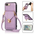 thumbnail image 1 of Cutyskin Case for iPhone 7 Plus, iPhone 8 Plus,Luxury Metal Buckle Back Folio Cover [Crossbody & Shoulder Strap][Credit Card Holder][Fashion Design] Shockproof Phone Case, Purple, 1 of 8