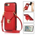 thumbnail image 1 of Cutyskin Case for iPhone 7 Plus, iPhone 8 Plus,Luxury Metal Buckle Back Folio Cover [Crossbody & Shoulder Strap][Credit Card Holder][Fashion Design] Shockproof Phone Case, Red, 1 of 8