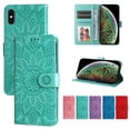 thumbnail image 1 of Cutyskin Case for iPhone XS, iPhone X,Wallet Case,PU Leather Flip,Kickstand,Double Magnetic Clasp,Embossed Mandala Flower Lanyard Protective PU Leather Cover For iPhone X/XS, Green, 1 of 12