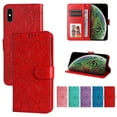 thumbnail image 1 of Cutyskin Case for iPhone XS, iPhone X,Wallet Case,PU Leather Flip,Kickstand,Double Magnetic Clasp,Embossed Mandala Flower Lanyard Protective PU Leather Cover For iPhone X/XS, Red, 1 of 12