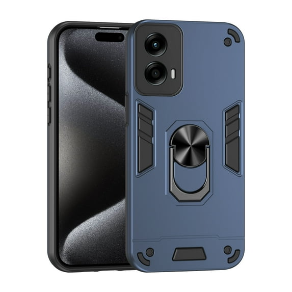 Cutyskin for Motorola Moto G Stylus 5G (2024) Case, Ring Holder with Camera Lens Protection & Kickstand Military Grade Drop Tested Shockproof Heavy Duty Protective Magnetic Phone Case, Navyblue