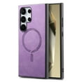 thumbnail image 1 of Cutyskin PU Leather Phone Case for Samsung Galaxy S24 Ultra with Magnetic Car Mount & Wireless Charging – Skin-Feel Luxury Shockproof Screen Camera Protection Cover for Galaxy S24 Ultra, Purple, 1 of 11