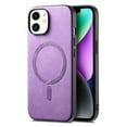 thumbnail image 1 of Cutyskin PU Leather Phone Case for iPhone 12 with Magnetic Car Mount & Wireless Charging – Skin-Feel Luxury Shockproof Screen Camera Protection Cover for iPhone 12, Purple, 1 of 9