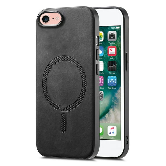 Cutyskin PU Leather Phone Case for iPhone 7 / iPhone 8 / iPhone SE 2022 & 2020 with Magnetic Car Mount & Wireless Charging – Skin-Feel Luxury Shockproof Screen Camera Protection Cover, Black