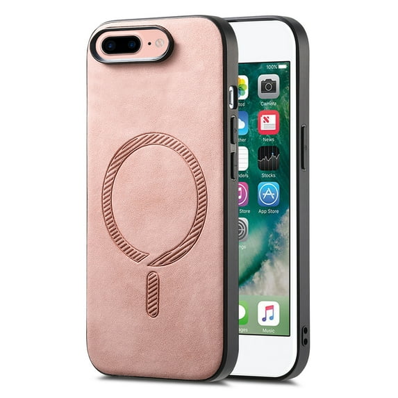 Cutyskin PU Leather Phone Case for iPhone 8 Plus / iPhone 7 Plus with Magnetic Car Mount & Wireless Charging – Skin-Feel Luxury Shockproof Screen Camera Protection Cover, Pink