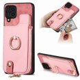 thumbnail image 1 of Cutyskin Premium PU Leather Back Case for Samsung Galaxy A12 5G, 360 Rotatable Ring Kickstand Zipper Purse Magnetic Buckle Card Slots Durable Fashionable Wallet Phone Case for Galaxy A12 5G, Pink, 1 of 9