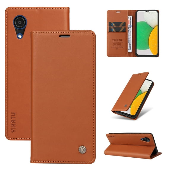 Cutyskin for Samsung Galaxy A03 Core Case Wallet Card Holders-Premium Leather RFID Blocking Flip Book Cover [Shockproof TPU Shell] Folio Magnetic Closure Luxury Phone Case Kickstand Women Men,Yellow