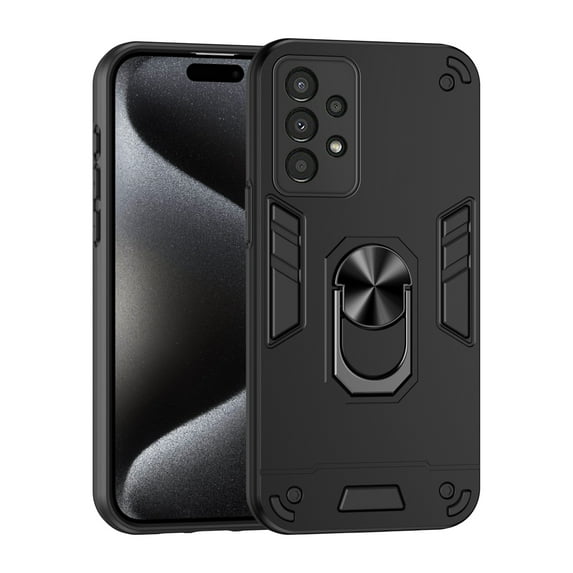 Cutyskin for Samsung Galaxy A13 4G Case, Ring Holder with Camera Lens Protection & Kickstand Military Grade Drop Tested Shockproof Heavy Duty Protective Magnetic Phone Case, Black