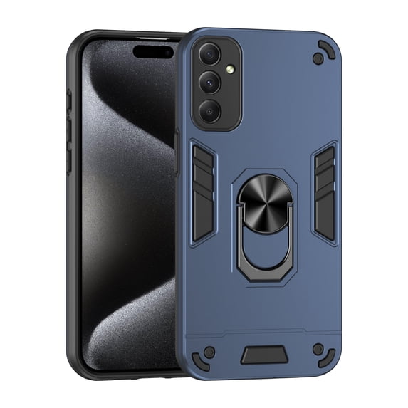 Cutyskin for Samsung Galaxy A34 5G Case, Ring Holder with Camera Lens Protection & Kickstand Military Grade Drop Tested Shockproof Heavy Duty Protective Magnetic Phone Case, Navyblue