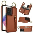thumbnail image 1 of Cutyskin for Samsung Galaxy A52 5G/4G Wallet Case【RFID Blocking】 with Card Holder Cash Pocket Zipper Bills Slot, Soft PU Leather Magnetic Back Folio Kickstand, Finger Ring Holder Hook Case, Brown, 1 of 9