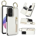 thumbnail image 1 of Cutyskin for Samsung Galaxy A53 5G Wallet Case【RFID Blocking】 with Card Holder Cash Pocket Zipper Bills Slot, Soft PU Leather Magnetic Back Folio Kickstand, Finger Ring Holder Hook Case, White, 1 of 9