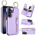 thumbnail image 1 of Cutyskin for Samsung Galaxy S22 Plus Wallet Case【RFID Blocking】 with Card Holder Cash Pocket Zipper Bills Slot, Soft PU Leather Magnetic Back Folio Kickstand, Finger Ring Holder Hook Case, Purple, 1 of 9