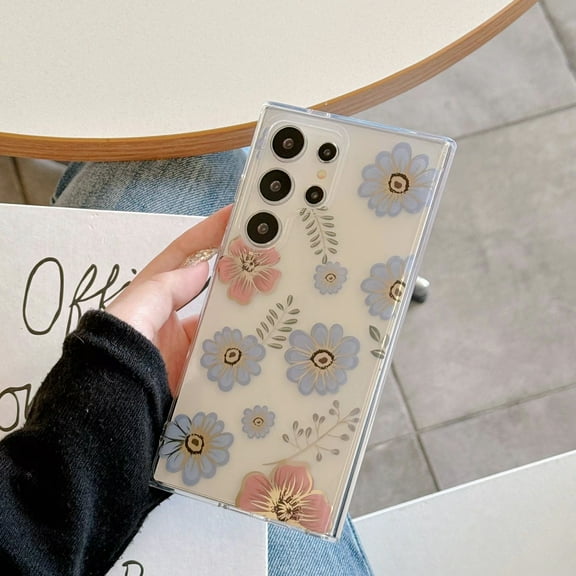 Cutyskin Samsung Galaxy S23 FE Case, Soft Shockproof Cute Floral Crystal Protective Cover for Women Girls Clear Flower Pattern Design Slim Shockproof Wireless Charging Phone Case, Lightpurple Flower