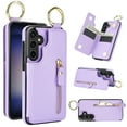 thumbnail image 1 of Cutyskin for Samsung Galaxy S23 Wallet Case【RFID Blocking】 with Card Holder Cash Pocket Zipper Bills Slot, Soft PU Leather Magnetic Back Folio Kickstand, Finger Ring Holder Hook Case, Purple, 1 of 9