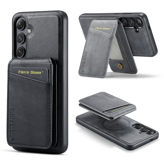 Cutyskin for Samsung Galaxy S24 Wallet Case, Detachable Credit Card Holder [RFID Blocking] [Compatible with MagSafe] Premium PU Leather Kickstand Back Flip Magnetic Clasp Shockproof Case, Black