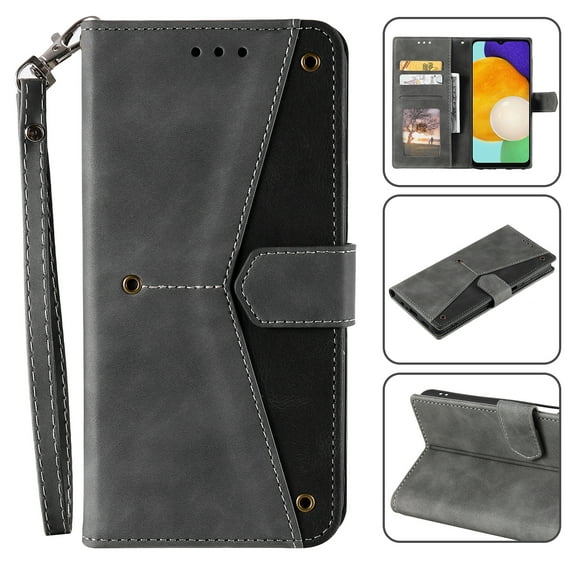 Cutyskin For Samsung Galaxy S8 Plus Wallet Case with [RFID Blocking] Card Holder,Flip Kickstand Magnetic Clasp PU Leather Premium High Quality Retro with Hand Strap Shockproof Case,Gray