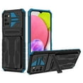 thumbnail image 1 of Cutyskin Samsung Glaxy A03S Armor Case with Hidden Card Holder Detachable Wallet Cover, Built-in Kickstand, Camera Lens Protection, Tough Rugged Shockproof Phone Case, Blue, 1 of 9